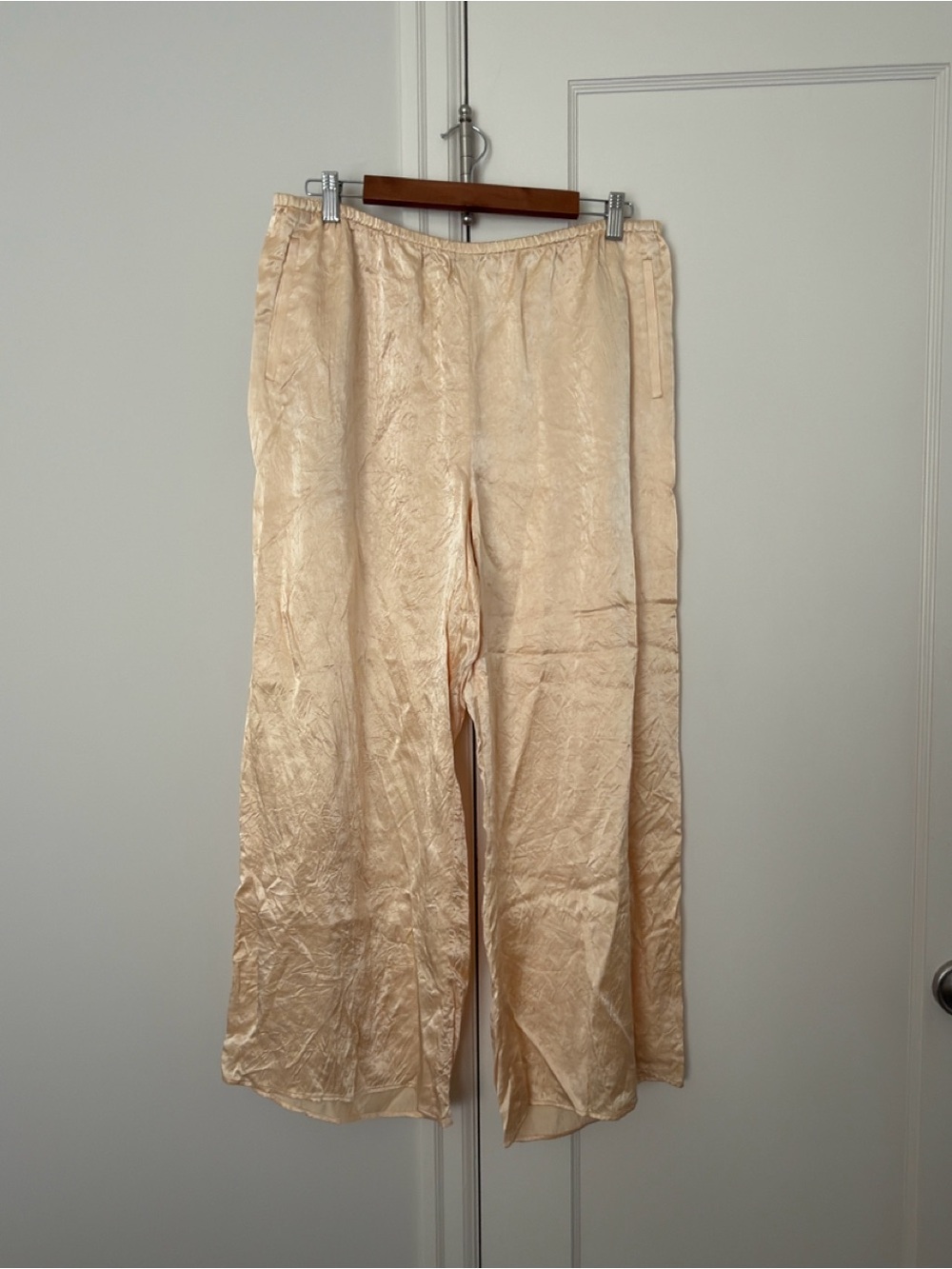 J. Crew Cream Satin Wide-Leg Pants